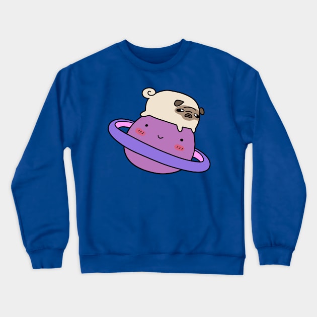 Saturn Pug Crewneck Sweatshirt by saradaboru